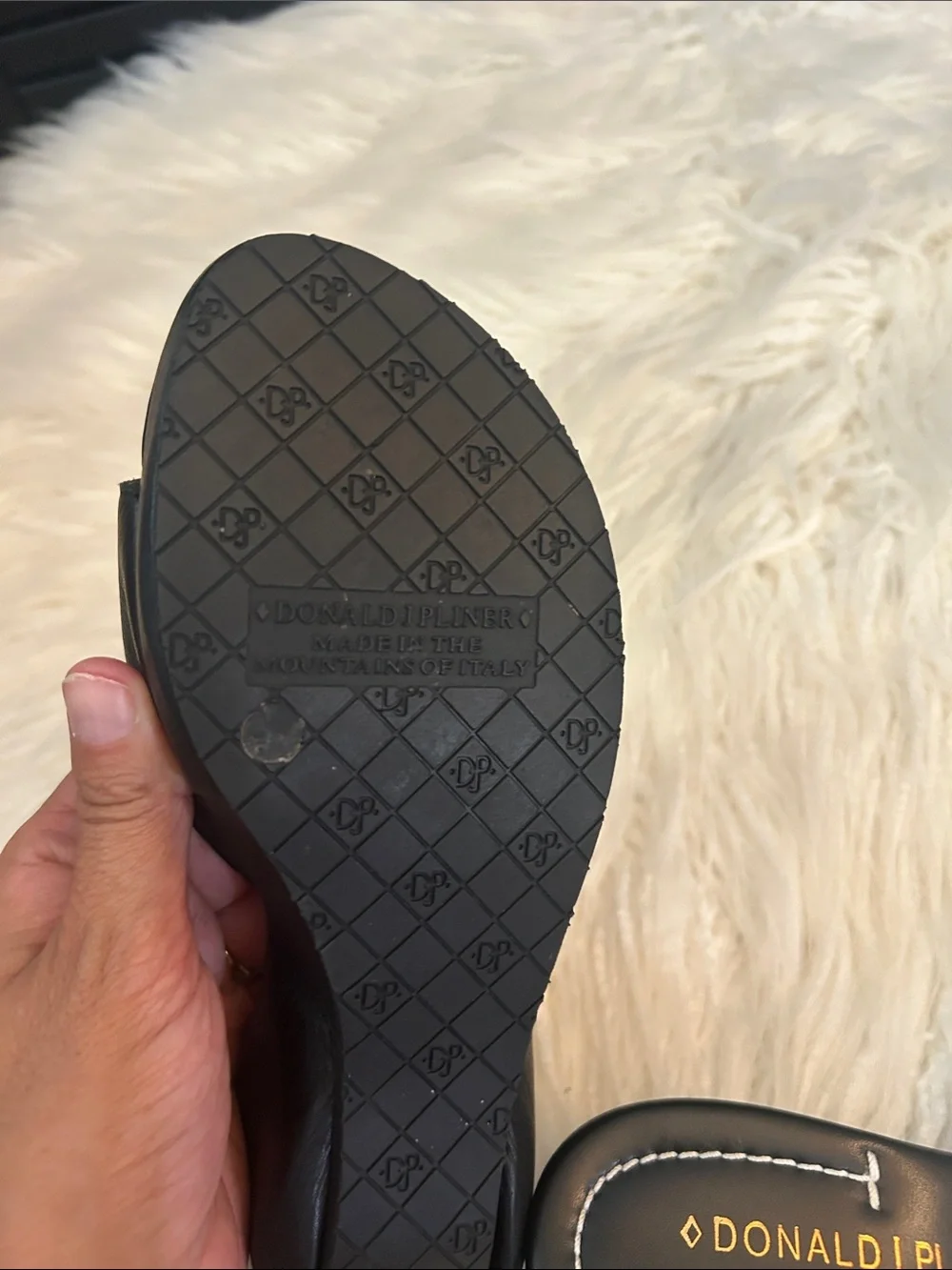 Donald J. Pliner Black Leather Slide platforms size 6